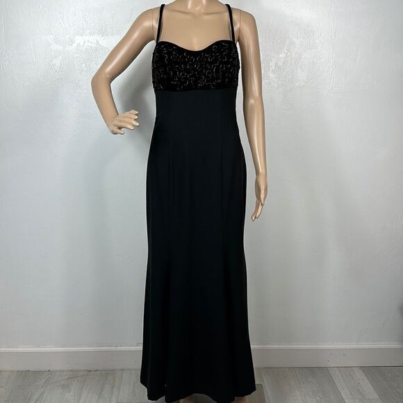 Cache Black Beaded Sleeveless Evening Maxi Dress Size 8 - Picture 1 of 10